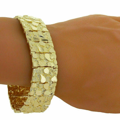 Men's Solid 14k Yellow Gold Nugget Bracelet 7