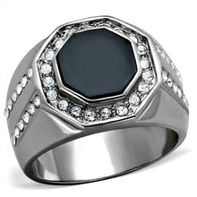 Load image into Gallery viewer, Men&#39;s Stainless Steel Black Onyx Octagon &amp; Clear Rings - ErikRayo.com
