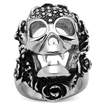 Load image into Gallery viewer, Men Women Skull Roses Ring Stainless Steel with Top Grade Crystal in Black Diamond - Jewelry Store by Erik Rayo
