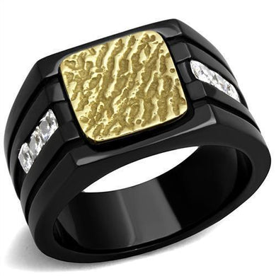 Mens Black Gold Rings Stainless Steel Anillo Negro Oro de Compromiso Para Hombre Acero Inoxidable - Jewelry Store by Erik Rayo