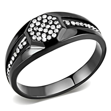 Mens Black Ring Anillo Para Hombre y Ninos Kids Stainless Steel Ring with AAA Grade CZ in Clear Forio - Jewelry Store by Erik Rayo