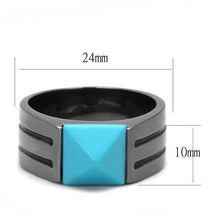 Load image into Gallery viewer, Mens Black Ring Turquoise Pyramod 316L Stainless Steel Ring in Blue - Jewelry Store by Erik Rayo
