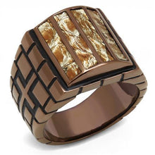 Load image into Gallery viewer, Mens Coffee Brown Ring Anillo Cafe Para Hombres 316L Stainless Steel with Leather in Multi Color - Jewelry Store by Erik Rayo
