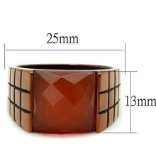 Load image into Gallery viewer, Mens Coffee Brown Ring Anillo Cafe Para Hombres 316L Stainless Steel with Semi-Precious Cat Eye in Orange - Jewelry Store by Erik Rayo
