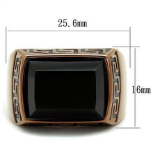 Load image into Gallery viewer, Mens Coffee Brown Ring Anillo Cafe Para Hombres 316L Stainless Steel with Synthetic Onyx in Jet - Jewelry Store by Erik Rayo
