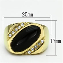 Load image into Gallery viewer, Mens Gold Black Rings Stainless Steel Onyx Anillo Oro Onyx de Compromiso Para Hombre Acero Inoxidable - ErikRayo.com
