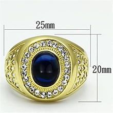 Load image into Gallery viewer, Mens Gold Blue Stone Rings Stainless Steel Anillo Oro Azul Compromiso Regalo Para Hombre Acero Inoxidable - Jewelry Store by Erik Rayo
