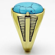 Load image into Gallery viewer, Mens Gold Ring 316L Stainless Steel Anillo Color Oro Para Hombre Ninos Acero Inoxidable Turquoise in Sea Blue Mehetabel - Jewelry Store by Erik Rayo

