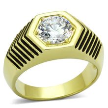 Load image into Gallery viewer, Mens Gold Ring 316L Stainless Steel Anillo Color Oro Para Hombre Ninos Acero Inoxidable with AAA Grade CZ in Clear Merab - Jewelry Store by Erik Rayo
