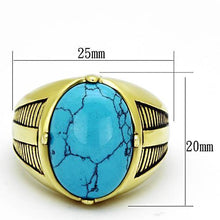Load image into Gallery viewer, Mens Gold Ring Stainless Steel Anillo Color Oro Para Hombre Acero Inoxidable Turquoise in Sea Blue Mehetabel - Jewelry Store by Erik Rayo
