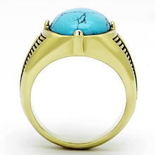 Load image into Gallery viewer, Mens Gold Ring Stainless Steel Anillo Color Oro Para Hombre Acero Inoxidable Turquoise in Sea Blue Mehetabel - Jewelry Store by Erik Rayo
