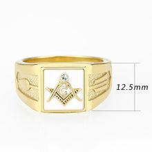 Load image into Gallery viewer, Mens Gold Rings Stainless Steel Masonic Anillo Oro Compromiso Regalo Para Hombre Acero Inoxidable - ErikRayo.com
