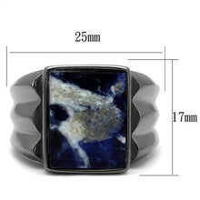 Load image into Gallery viewer, Mens Gray Rings Stainless Steel Sodalite in Capri Blue Anillo Gris Azul Compromiso Regalo Para Hombre Acero Inoxidable - Jewelry Store by Erik Rayo

