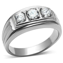 Load image into Gallery viewer, Mens Ring 3 Round Cut Cubic Zirconia cz Silver Stainless Steel - Jewelry Store by Erik Rayo
