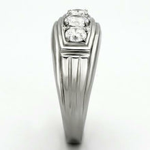 Load image into Gallery viewer, Mens Ring 3 Round Cut Cubic Zirconia cz Silver Stainless Steel - Jewelry Store by Erik Rayo
