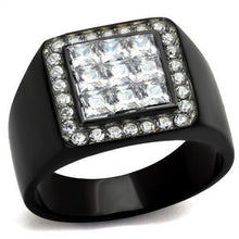 Load image into Gallery viewer, Mens Ring Black Clear Diamonds CZ Stainless Steel Ring with AAA Grade - Jewelry Store by Erik Rayo
