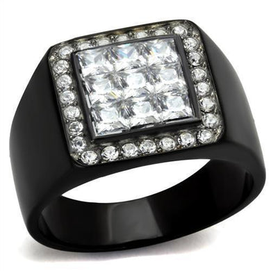 Mens Ring Black Clear Diamonds CZ Stainless Steel Ring with AAA Grade - Jewelry Store by Erik Rayo