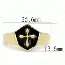 Load image into Gallery viewer, Mens Ring Black Gold Cross Stainless Steel Ring with Epoxy in Jet - Jewelry Store by Erik Rayo
