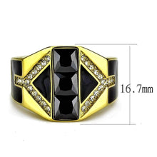 Load image into Gallery viewer, Mens Ring Black Gold Stainless Steel Ring with AAA Grade CZ in Black Diamond - Jewelry Store by Erik Rayo
