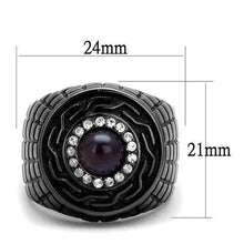 Load image into Gallery viewer, Mens Ring Black Purple Stainless Steel Ring with Semi-Precious Amethyst Crystal - Jewelry Store by Erik Rayo
