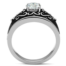 Load image into Gallery viewer, Mens Ring Black Silver Stainless Steel Ring with AAA Grade CZ in Clear - Jewelry Store by Erik Rayo
