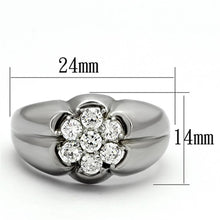 Load image into Gallery viewer, Mens Ring Diamond Flower Stainless Steel Ring with AAA Grade CZ in Clear - Jewelry Store by Erik Rayo
