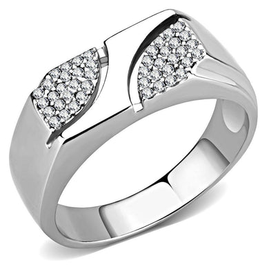Mens Ring Elegant Z Design Stainless Steel Ring with AAA Grade CZ in Clear - Jewelry Store by Erik Rayo