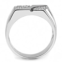 Load image into Gallery viewer, Mens Ring Elegant Z Design Stainless Steel Ring with AAA Grade CZ in Clear - ErikRayo.com
