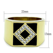 Load image into Gallery viewer, Mens Ring Gold and Black Stainless Steel Ring with Top Grade Crystal in Clear - Jewelry Store by Erik Rayo
