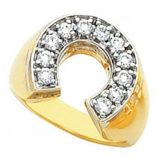 Load image into Gallery viewer, Mens Ring Gold Horseshoe Stainless Steel Ring Good Luck - Jewelry Store by Erik Rayo
