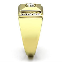 Load image into Gallery viewer, Mens Ring Gold Round Cut Stainless Steel Ring with AAA Grade CZ in Clear - Jewelry Store by Erik Rayo
