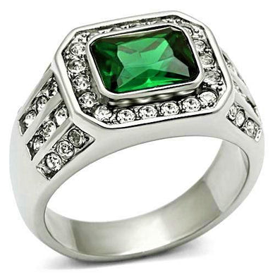 Mens Ring Green Emerald 3.45 Ct Stainless Steel - ErikRayo.com