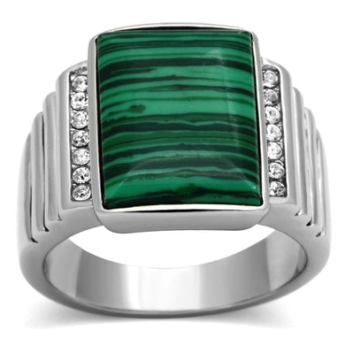 Mens Ring Green Stainless Steel Ring with Synthetic Malachite in Emerald - Jewelry Store by Erik Rayo