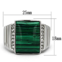 Load image into Gallery viewer, Mens Ring Green Stainless Steel Ring with Synthetic Malachite in Emerald - Jewelry Store by Erik Rayo
