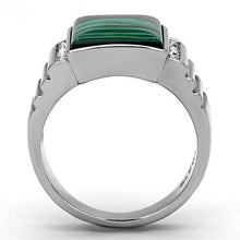 Load image into Gallery viewer, Mens Ring Green Stainless Steel Ring with Synthetic Malachite in Emerald - Jewelry Store by Erik Rayo
