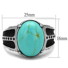 Load image into Gallery viewer, Mens Ring Large Oval Turquoise 316L Stainless Steel Ring in Green Blue - Jewelry Store by Erik Rayo
