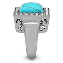 Load image into Gallery viewer, Mens Ring Large Squared Stainless Steel Ring with Synthetic Turquoise in Sea Blue - ErikRayo.com
