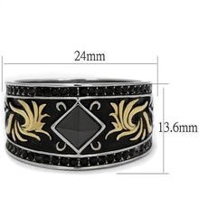 Load image into Gallery viewer, Mens Ring Luxurious Black Diamond wit Gold Design Stainless Steel Ring - Jewelry Store by Erik Rayo
