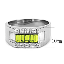 Load image into Gallery viewer, Mens Ring Olivine Color Stainless Steel Ring with Top Grade Crystal - Jewelry Store by Erik Rayo
