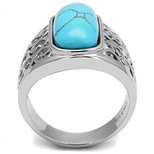 Load image into Gallery viewer, Mens Ring Oval Turquoise 316L Stainless Steel Ring in Sea Blue - Jewelry Store by Erik Rayo
