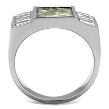 Load image into Gallery viewer, Mens Ring Rectagular Marble Grey White Stainless Steel Ring with AAA Grade CZ in Clear - ErikRayo.com
