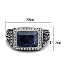 Load image into Gallery viewer, Mens Ring Rectangular Blue Stainless Steel Ring with Semi-Precious Sodalite in Capri Blue - Jewelry Store by Erik Rayo
