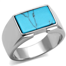 Load image into Gallery viewer, Mens Ring Rectangular Turquoise 316L Stainless Steel Ring in Sea Blue - Jewelry Store by Erik Rayo
