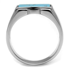 Load image into Gallery viewer, Mens Ring Rectangular Turquoise 316L Stainless Steel Ring in Sea Blue - Jewelry Store by Erik Rayo
