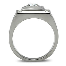 Load image into Gallery viewer, Mens Ring Round Cut Squared Stainless Steel Ring with AAA Grade CZ in Clear - ErikRayo.com
