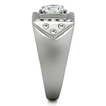 Load image into Gallery viewer, Mens Ring Round Cut Unique Stainless Steel Ring with AAA Grade CZ in Clear - ErikRayo.com
