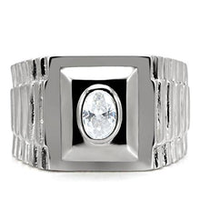 Load image into Gallery viewer, Mens Ring Round Squared Stainless Steel Ring with AAA Grade CZ in Clear - Jewelry Store by Erik Rayo
