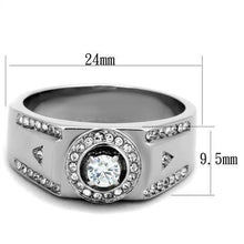 Load image into Gallery viewer, Mens Ring Round Stainless Steel Ring with AAA Grade CZ in Clear - Jewelry Store by Erik Rayo
