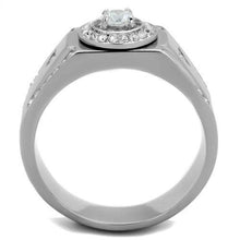 Load image into Gallery viewer, Mens Ring Round Stainless Steel Ring with AAA Grade CZ in Clear - Jewelry Store by Erik Rayo
