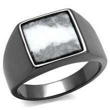 Load image into Gallery viewer, Mens Ring Semi-Precious Zebra Jasper in Gray Stainless Steel - Jewelry Store by Erik Rayo
